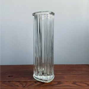 Vintage Flower Vase Heart Shaped Ribbed Crystal Glass 1982 FTDA Valentin’s Day